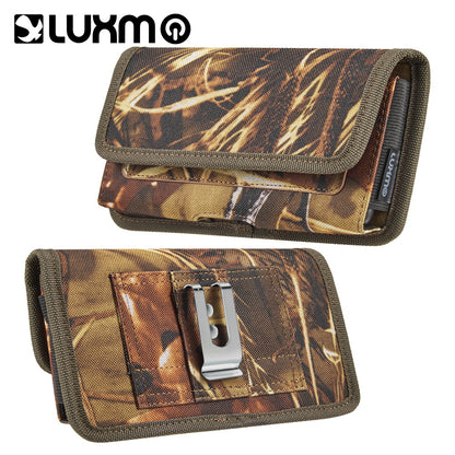 For Samsung Galaxy A22 5G, Boost Celero 5G Universal Horizontal Cell Phone Case Camo Print Holster Carrying Pouch with Belt Clip & 2 Card Slots fit Large Devices 6.3" [Camouflage]