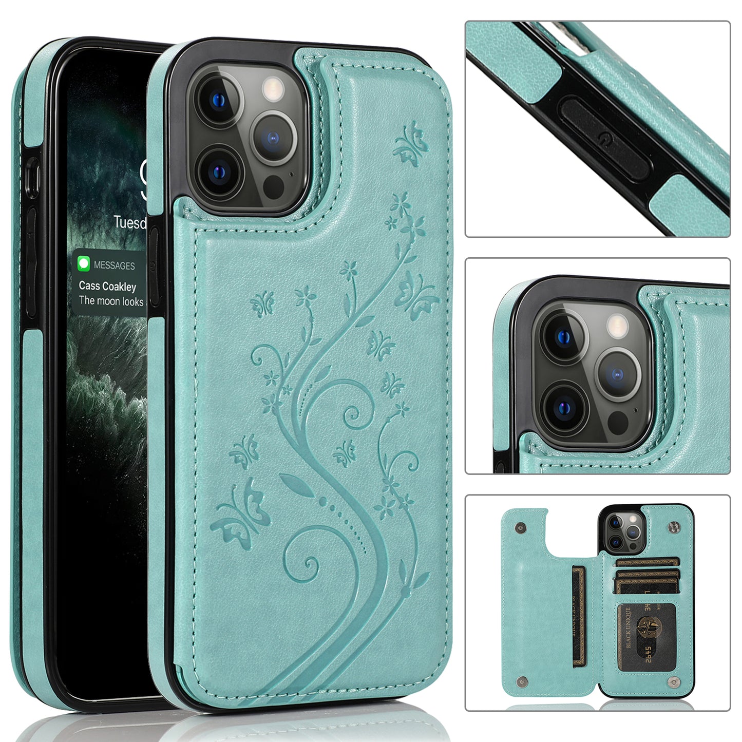 For Apple iPhone 14 (6.1") Luxury Side Wallet PU Leather [Two Magnetic Clasp] [Card Slots] Stand Back Storage Flip  Phone Case Cover