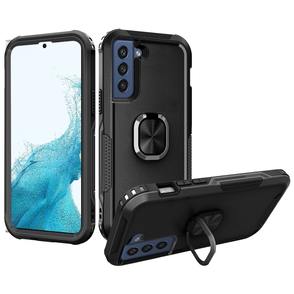 For Apple iPhone 14 (6.1") Heavy Duty 3in1 Magnetic Ring Kickstand Hybrid Shockproof Military-Grade Drop Protection  Phone Case Cover