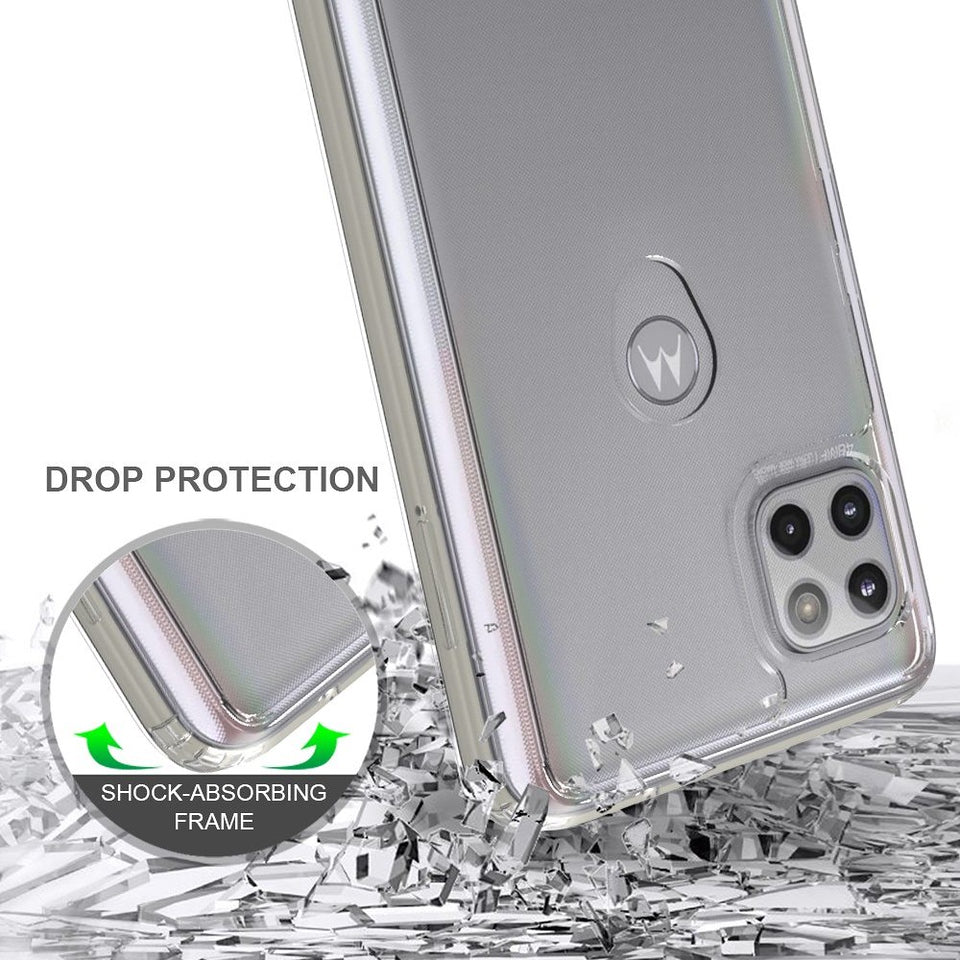 For Apple iPhone 14 Pro (6.1") Hybrid Crystal Clear Transparent Shock-Absorption Bumper with TPU + Hard PC Back Frame Clear Phone Case Cover