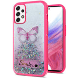 For Samsung Galaxy A03S Butterfly Smile Glitter Bling Sparkle Epoxy Glittering Shining Hybrid Hard PC TPU Silicone  Phone Case Cover