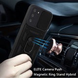 For Samsung Galaxy S21 Ultra Hybrid with Slide Camera Lens Cover and Ring Holder Kickstand Rugged Dual Layer Heavy Duty  Phone Case Cover