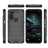 For TCL 4X (T601DL) Hybrid Dual Layer Slim Defender Armor Tuff Metallic Brush Texture Finishing Shockproof Hard PC + Soft TPU Rubber  Phone Case Cover