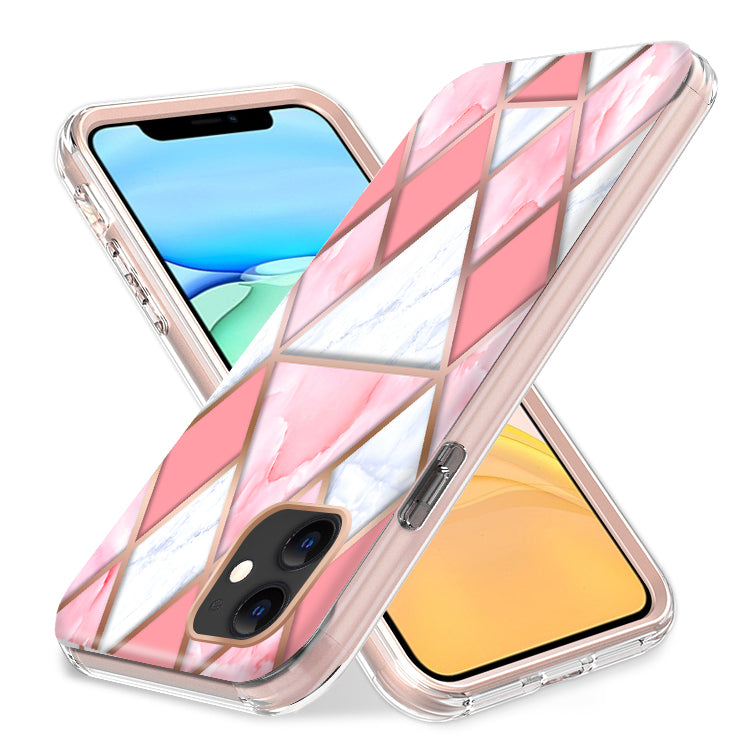 For Apple iPhone 13 Pro Max (6.7") Dual Layer Hybrid Shockproof Fashion Design IMD Electroplating 2in1 Hard Rubber Frame  Phone Case Cover