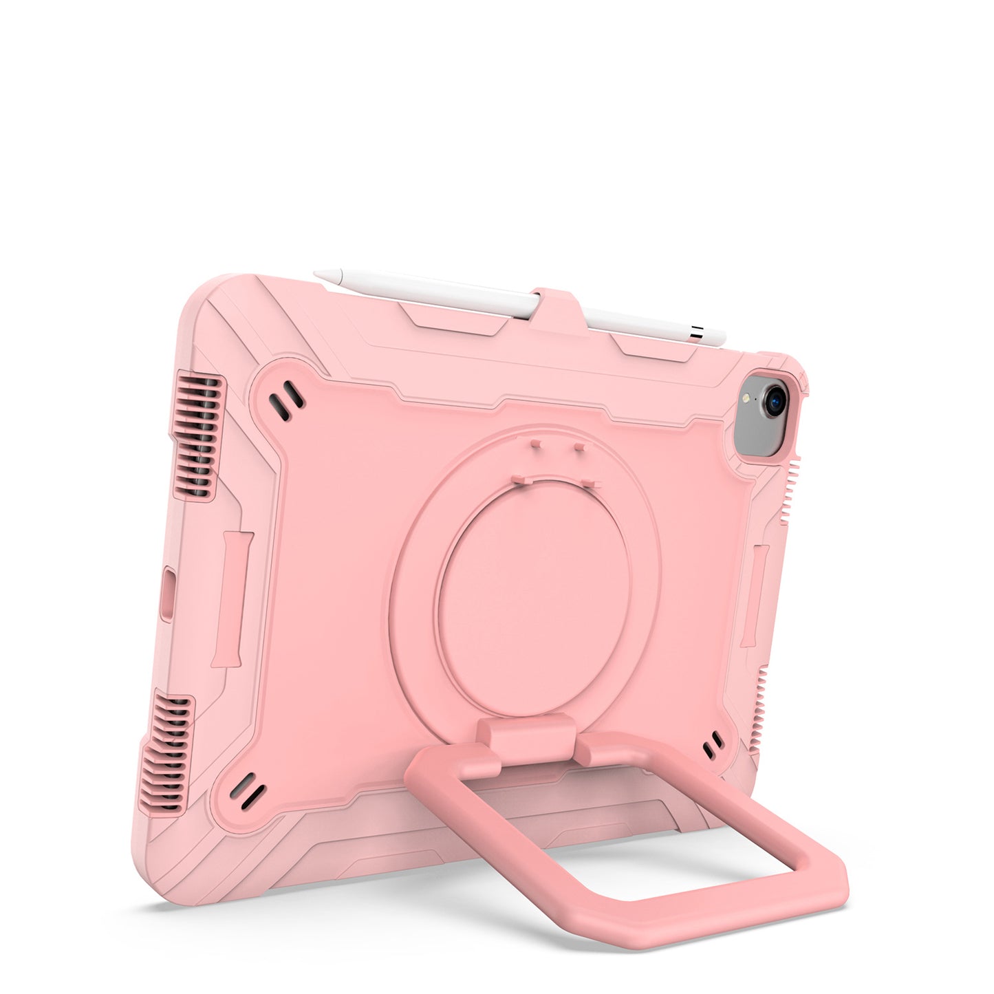 Case for Apple iPad Air 4 / iPad Air 5 / iPad Pro (11 inch) Tough Hybrid Armor 3in1 with 360 Degree Rotating Kickstand & Shoulder Strap Shockproof Rose Gold Tablet Cover