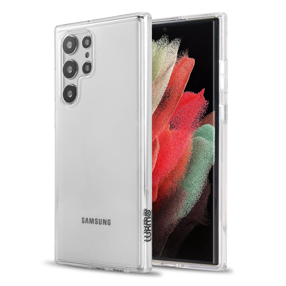 For Samsung Galaxy S22 Ultra Clear Full Transparency Thick Hybrid Hard PC Shell & Soft TPU Shock-Absorption Skin Bumper Transparent Phone Case Cover