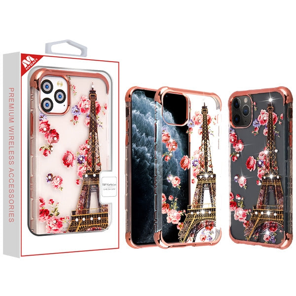 For Samsung Galaxy S10E Bling Stylish Design Hybrid Rubber TPU Hard PC Shockproof Armor Rugged Slim Fit Eifell Tower in Full Bloom Phone Case Cover