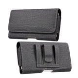For Samsung Galaxy A23 5G Universal Horizontal Cell Phone Fabric Pouch Holster Carry Case with Credit Card Slots & Belt Clip Loop (XL) [Black]