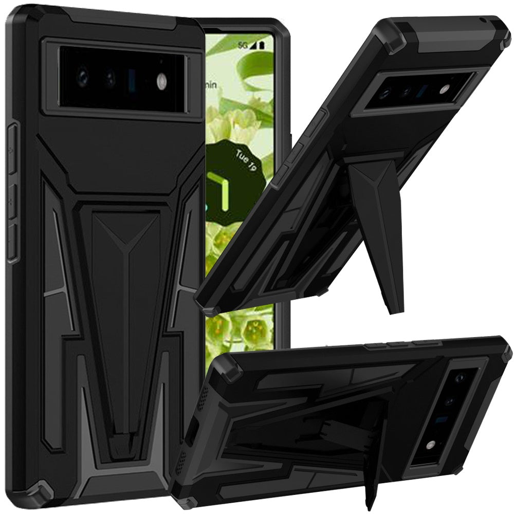 For Google Pixel 7/ 7 Pro Heavy Duty Protection Hybrid Built-in Kickstand Rugged Shockproof Military Grade Dual Layer Hard PC  Phone Case Cover