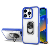 For Apple iPhone 11 (6.1") Transparent Hybrid PC Magnetic Ring Stand (work with Car Mount) Detachable Frame Bumper  Phone Case Cover