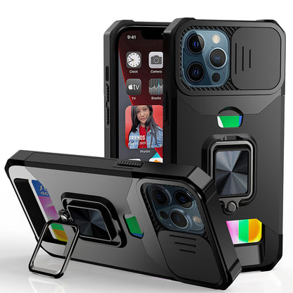 For Google Pixel 7/ 7 Pro Wallet Case with Ring Stand & Slide Camera Cover Credit Card Slot Holder, Military Grade Hard  Phone Case Cover