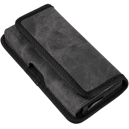 For Samsung Galaxy S21 FE /S21 Fan Edition Universal Horizontal Cell Phone Case Fabric Holster Carrying Pouch with Belt Clip and 2 Card Slots fit Large Devices 6.3" [Black Denim]