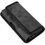 For Samsung Galaxy Z Flip 3 5G Universal Horizontal Cell Phone Case Fabric Holster Carrying Pouch with Belt Clip and 2 Card Slots fit Large Devices 6.3" [Black Denim]