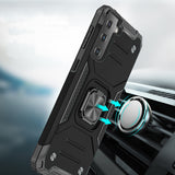 For Samsung Galaxy S10+ Plus Armor Hybrid with Ring Stand Holder Kickstand Shockproof Heavy-Duty Durable Rugged 2in1 Black Phone Case Cover