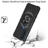 For AT&T Radiant Max 5G (6.8") Hybrid Dual Layer with Rotate Magnetic Ring Stand Holder Kickstand, Rugged Anti-Scratch Protective Black Phone Case Cover