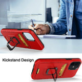 For Samsung Galaxy A02S Wallet Case Designed with Credit Card Holder & Ring Stand Kickstand Heavy Duty Hybrid Armor Red Phone Case Cover