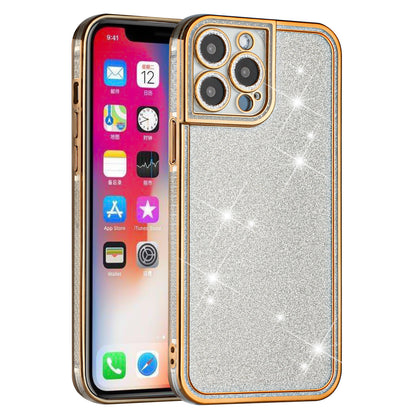 For Apple iPhone 13 Pro Max Luxury Chromed Edge Glitter Star Bling Thick TPU Shiny Bling Protective Frame  Phone Case Cover