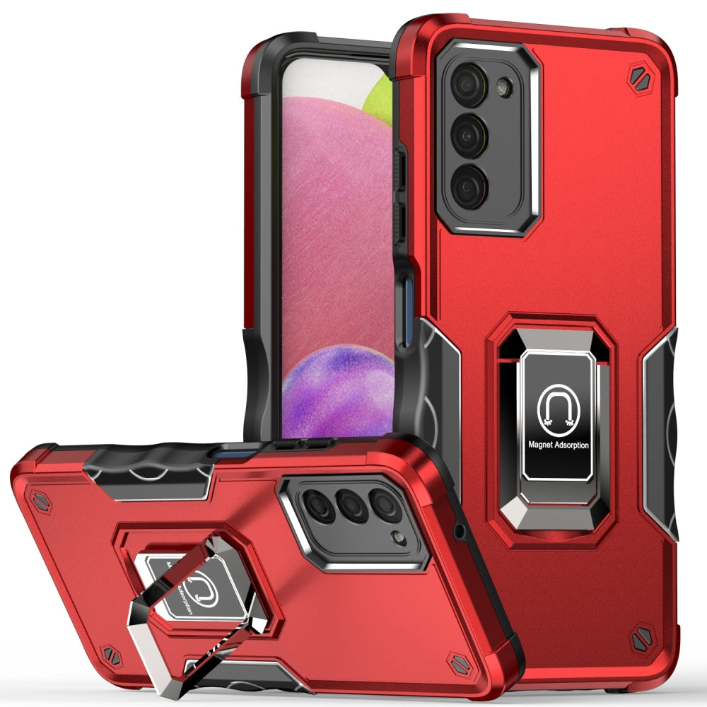 For Samsung Galaxy A03S Hybrid Hard PC Soft TPU Bumper with Magnetic Ring Stand Holder Military-Grade Drop Protection  Phone Case Cover