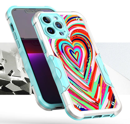 For Apple iPhone 14 Pro Max (6.7") Fashion Design Shockproof Hybrid Stylish Pattern Heavy Duty Rubber Armor  Phone Case Cover