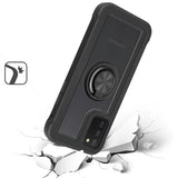 For Samsung Galaxy A03S Transparent Magnetic Ring Stand Hybrid 360 Degree Rotation Kickstand Armor Bumper Defender  Phone Case Cover