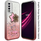 For TCL Revvl V Plus 5G (T-Mobile) Fashion Graphic Pattern Design Epoxy Colorful Skin Glitter Hybrid Bling TPU Hard Impact  Phone Case Cover
