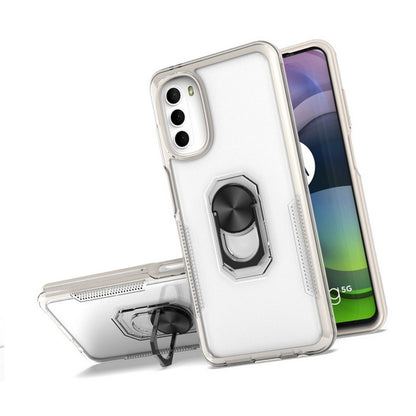 For Samsung Galaxy A03S Transparent Hybrid PC Magnetic Ring Stand (work with Car Mount) Detachable Frame Bumper  Phone Case Cover