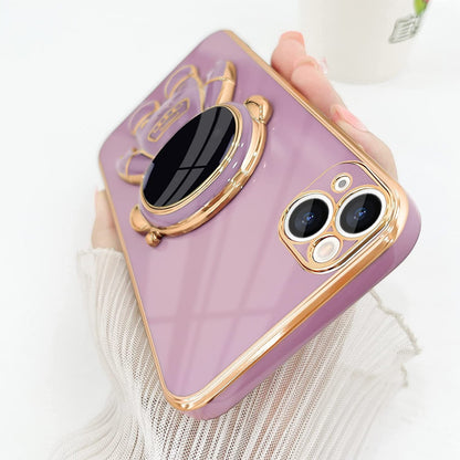 For Apple iPhone 13 /6.1" Astronaut Hidden Stand Holder Plating Hybrid Electroplated Bumper Shockproof Armor Cute  Phone Case Cover