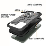 For TCL REVVL V Plus 5G Hybrid Ring Stand [360° Rotatable Ring Holder Magnetic Kickstand] Shockproof Hard Rubber TPU Black Phone Case Cover