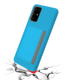 For Samsung Galaxy S20 Plus (6.7") Credit Card Wallet Back Storage Invisible Pocket Dual Layer Hard PC TPU Hybrid Protective Blue Phone Case Cover