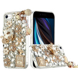 For Apple iPhone 13 (6.1") Bling Clear Crystal 3D Full Diamonds Luxury Sparkle Rhinestone Hybrid Protective  Phone Case Cover
