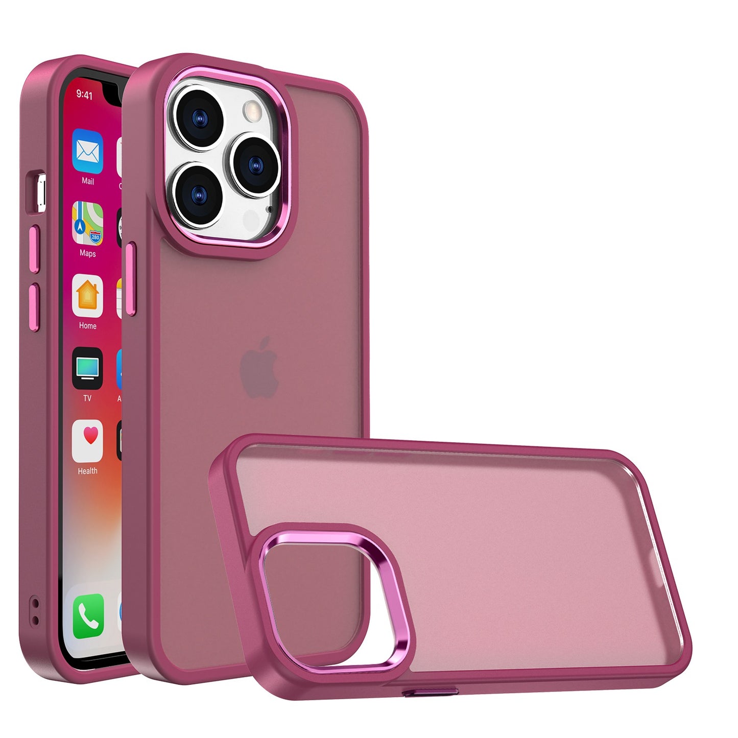 For Apple iPhone 14 Pro Max (6.7") Slim Fit Hybrid Frosted Matte Polished Oil Thick Acrylic Hard PC TPU Frame  Phone Case Cover