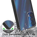 For Motorola Edge 2021 Hybrid Ultra Slim Crystal Clear Transparent Shock-Absorption Bumper with TPU Hard PC Back Frame Black Phone Case Cover
