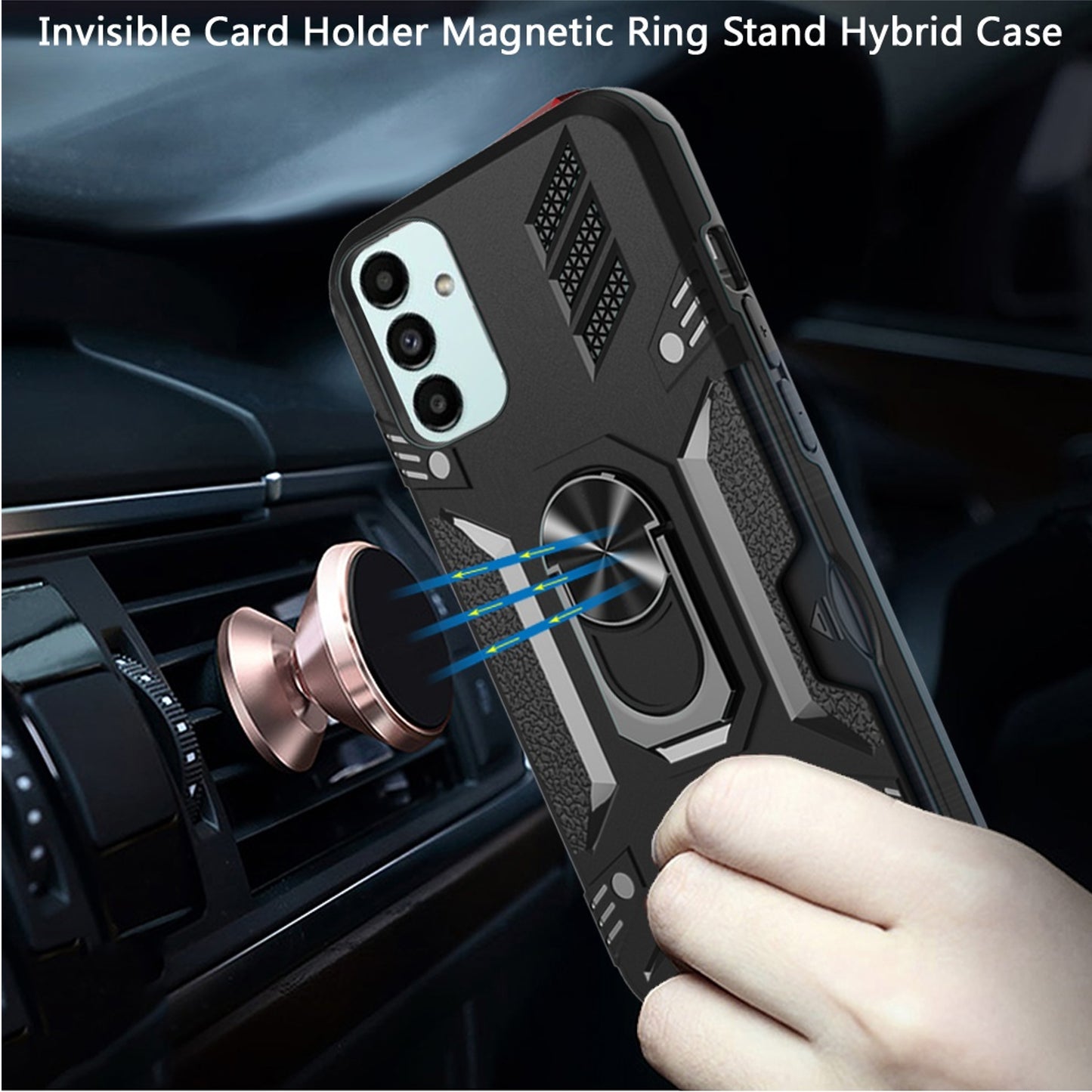For Apple iPhone 14 /Plus Pro Max Invisible Wallet Credit Card Holder Ring Stand Kickstand Heavy Duty Shockproof Hybrid  Phone Case Cover