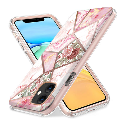 For Apple iPhone 13 Pro Max (6.7") Dual Layer Hybrid Shockproof Fashion Design IMD Electroplating 2in1 Hard Rubber Frame  Phone Case Cover