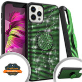For Apple iPhone 13 /Pro Max Mini Luxury Glitter Sparkle Bling Rugged Hybrid Slim with Collapsible Stand Ring Holder Hard Shell Armor  Phone Case Cover