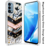 For OnePlus Nord N200 5G Glitter Clear Fashion Design Shiny Bling Flake Sparkling Hybrid Soft TPU Hard Back Sturdy High Impact  Phone Case Cover