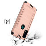 For AT&T Maestro 3 Hybrid Dual Layer Slim Defender Armor Tuff Metallic Brush Texture Shockproof Hard PC + TPU Rubber  Phone Case Cover
