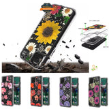 For Samsung Galaxy S22 /Plus Ultra Glitter Floral Print Pattern Clear Design Shockproof Hybrid Fashion Sparkle Rubber TPU Bumper  Phone Case Cover