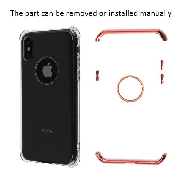 For Apple iPhone XS/X Slim Hybrid Transparent Rubber Gummy Hard PC Silicone Electroplating Protective Clear / Rose Gold Phone Case Cover
