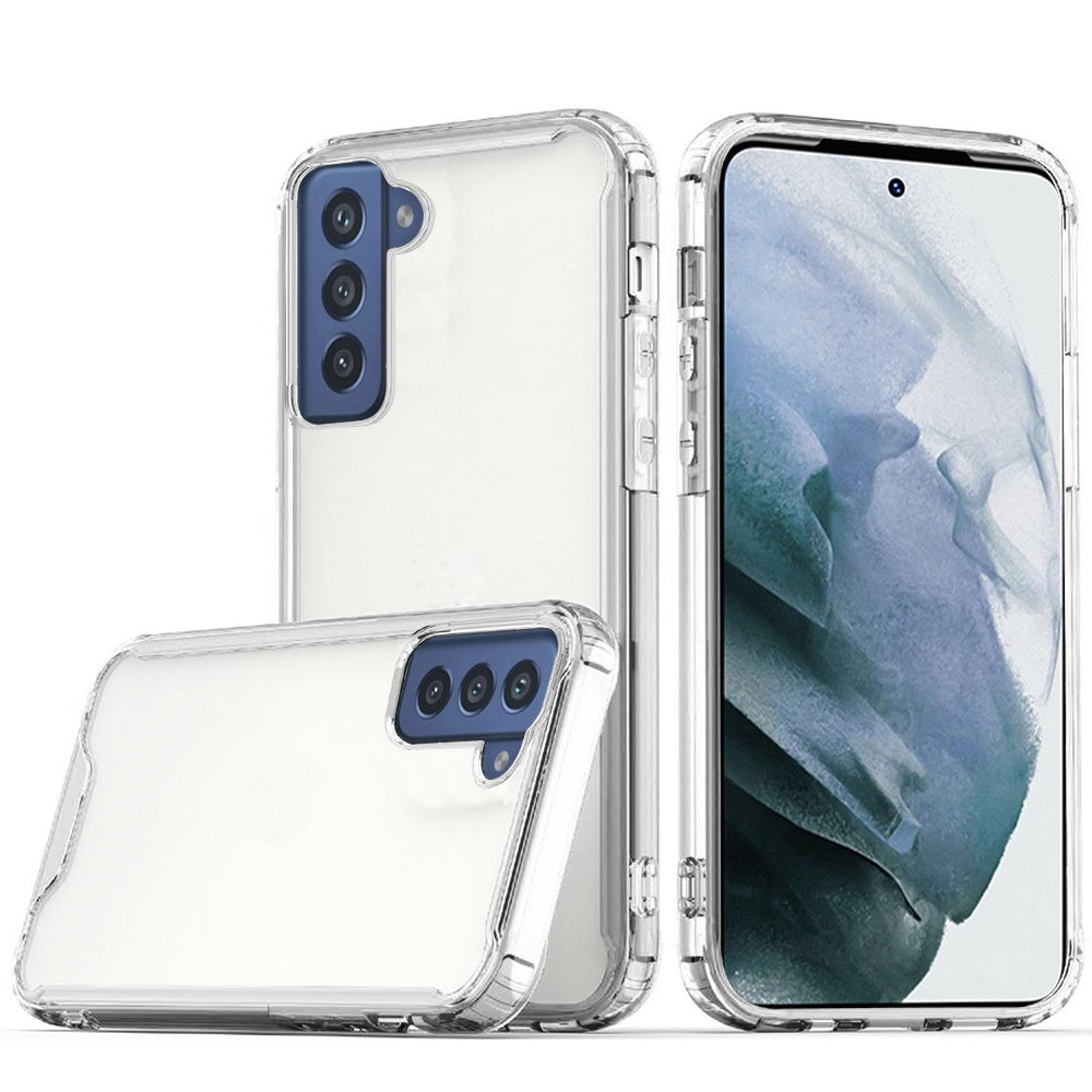For Samsung Galaxy S21 Plus Colored Shockproof Transparent Hard PC + Rubber TPU Hybrid Bumper Shell Slim Protective Clear Phone Case Cover