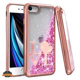 For Apple iPhone SE 3 (2022) SE/8/7 Quicksand Liquid Glitter Bling Flowing Sparkle Fashion Hybrid Chrome Plating Hard PC  Phone Case Cover