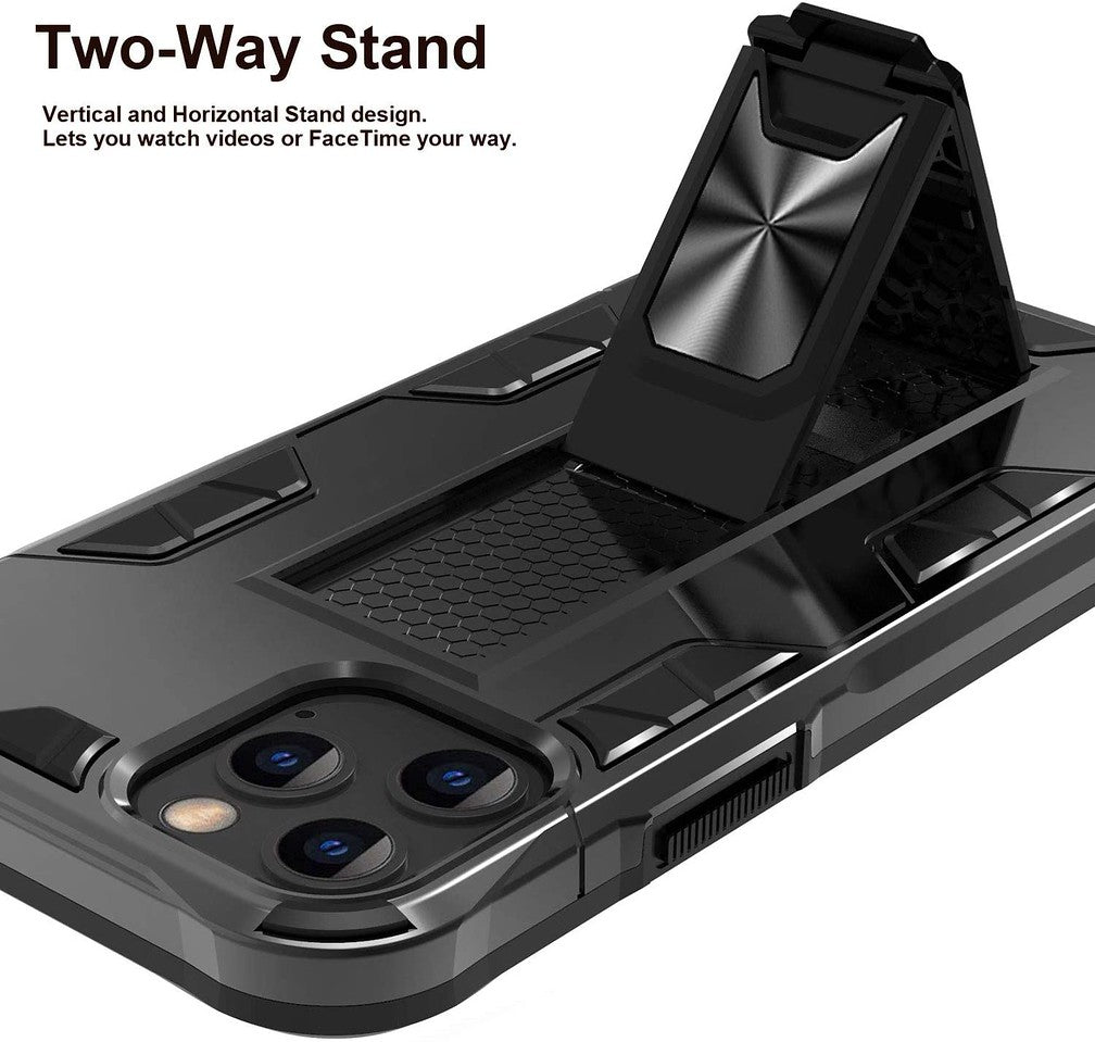 For Apple iPhone 14 (6.1") Built-in Slide Kickstand Shockproof Armor Heavy Duty Dual Layer [Military Grade] Rugged Bumper  Phone Case Cover