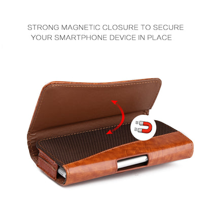 For Nokia C200 Universal Horizontal Leather Case Belt Clip Holster with Clip Loops Cell Phone Carrying Pouch [Magnetic Closure] [Brown]