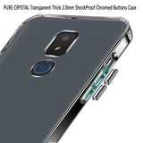 For Cricket Icon 3 Hybrid HD Crystal Clear Hard PC Back Gummy TPU Frame Bumper Slim Thin Fit 2.0mm with Chromed Buttons Transparent Phone Case Cover