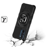 For Motorola Edge+ 2022 /Edge Plus Hybrid 2in1 with Rotate Magnetic Ring Stand Kickstand, Rugged Shockproof Protective Black Phone Case Cover