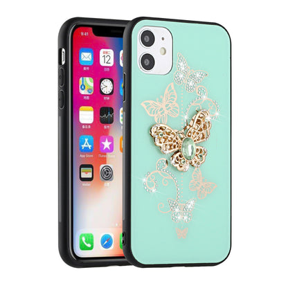 For Samsung Galaxy Z Flip 4 5G 3D Diamond Bling Sparkly Glitter Ornaments Engraving Hybrid Metal Fashion Teal Garden Butterflies Phone Case Cover