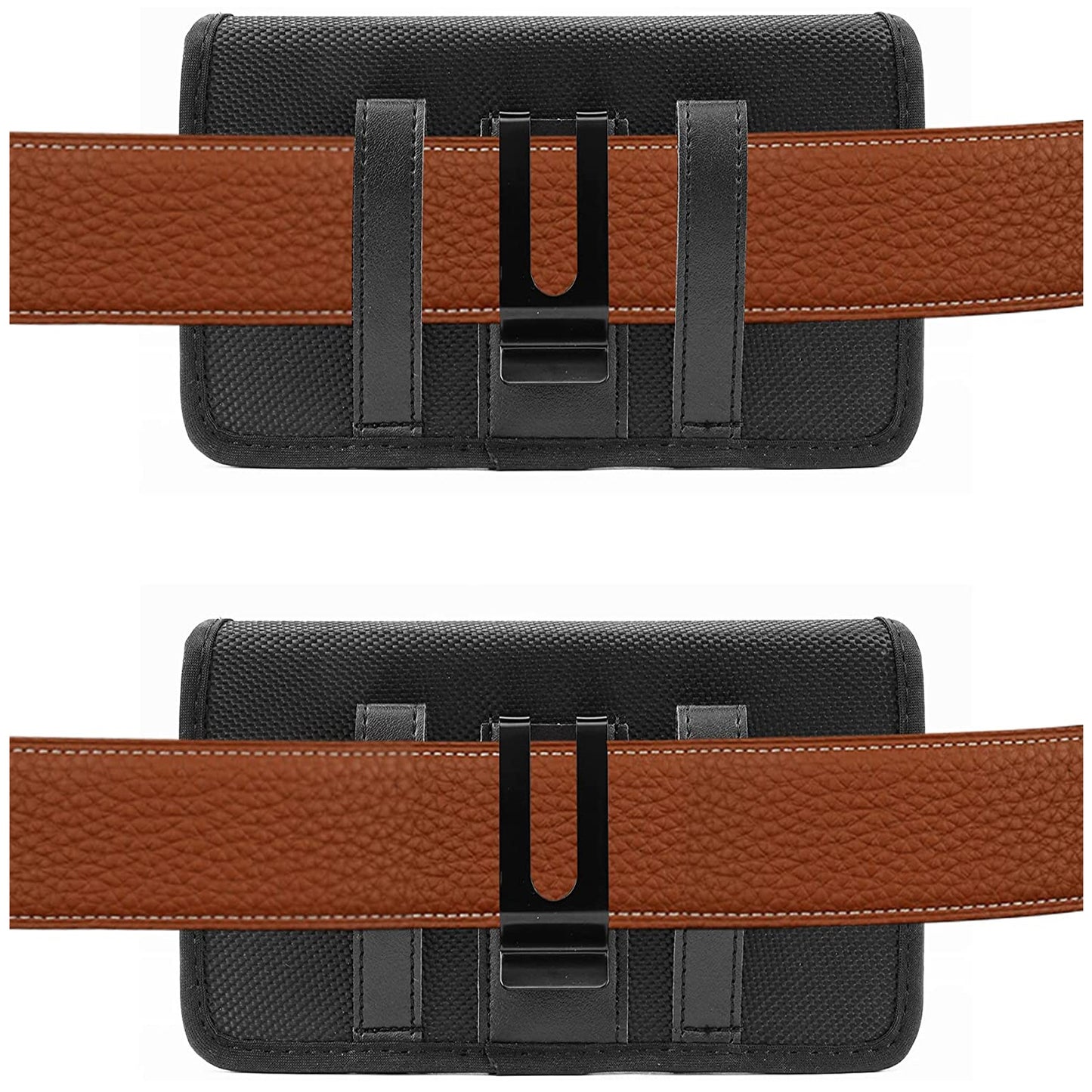 Universal Cell Phone Holster with Belt Clip Loops & Card Slot Canvas Horizontal Pouch Waist Carrying Case Fit Samsung Galaxy S22 Ultra & Most Phone XXL [6.93 x 3.43 x 0.6 in] Universal Canvas Pouch [Black]