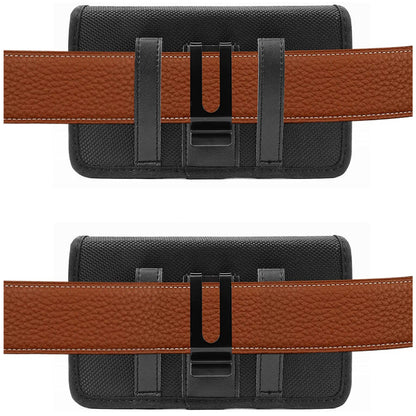 Universal Cell Phone Holster with Belt Clip Loops & Card Slot Canvas Horizontal Pouch Waist Carrying Case Fit Samsung Galaxy S22 Ultra & Most Phone XXL [6.93 x 3.43 x 0.6 in] Universal Canvas Pouch [Black]