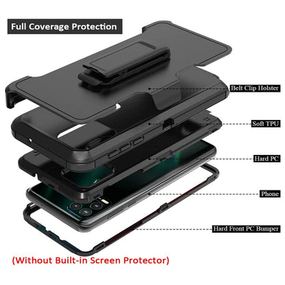 For Samsung Galaxy S23 Plus Heavy Duty Rugged Shockproof Body Protection Hybrid Kickstand with Swivel Belt Clip Holster Black Phone Case Cover