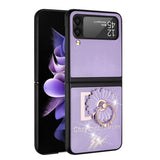 For Samsung Galaxy Z Flip 4 5G Diamond Bling Sparkly Glitter Ornaments Engraving Hybrid with Ring Stand Fashion  Phone Case Cover